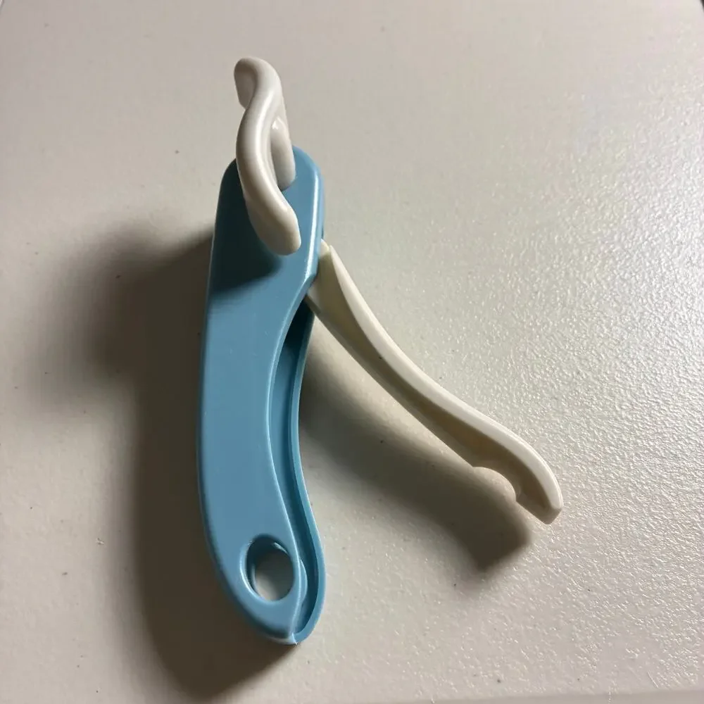Vintage Blue White Manual Can Opener Handheld Retro Kitchen Gadget MCM